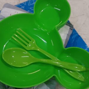 Imegaz Unbreakable Mickey Shaped Shaped Kids Snack Serving Sectioned Plate Kids Green