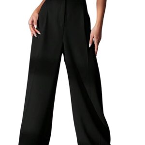 Women High Rise High Waist Trousers Flared Korean Style Formal Pants Colour Black Size 30