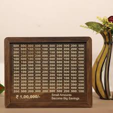 Paghadi Wooden Money Saving Frame 100000 Rupees Tracker Small Amounts Become