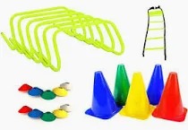 Fikast Agility Kit 4 Mtr. Ladder 10 Saucer 6 Cone Of 6 Inch 6 Hurdle Football Fitness Kit