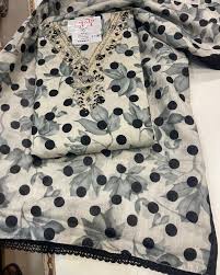 Black Cotton Chiffon Unstitched Ladies Suit For Women Cotton Suit And Salwar Dress