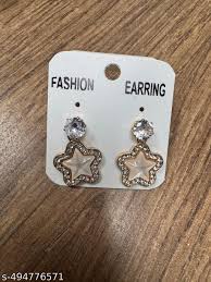 Star Design Stone Studded Fashion Korean Earrings For Women