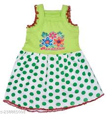 Girls 100 Pure Cotton Baby GirlS Mini Frock Dress Green And White Colour Size 1 To 2 Y