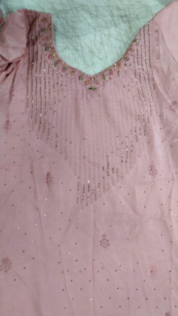 Stitched Silk Cotton Suit Color Pink Size L