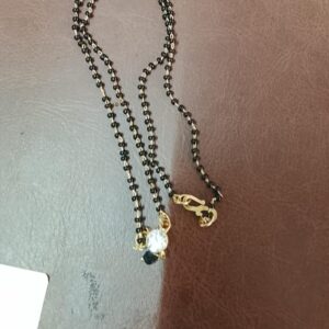 White Stone Black And Golden Plated Women Mangalsutra
