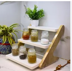 Foldable Rectangle Shaped Kitchen Rack In Yellow And White