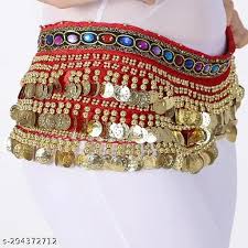 Red Belly Dance Coin Belt For Women