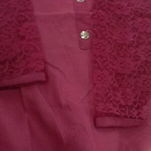 Wine Color Net Sleeves Kurti For Women Size S