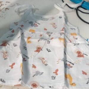Kidbea Extra Soft Mulmul Cotton Jhabla Frock For Baby Girls Off White Size Nb
