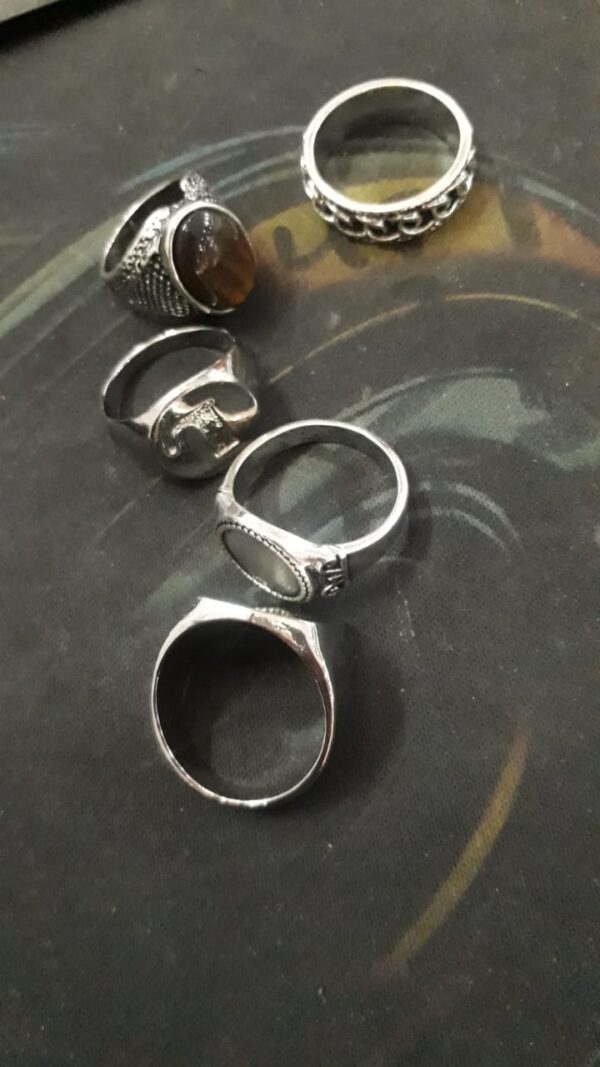 Revolte Accessories Men Silver Rings Pack Of 5