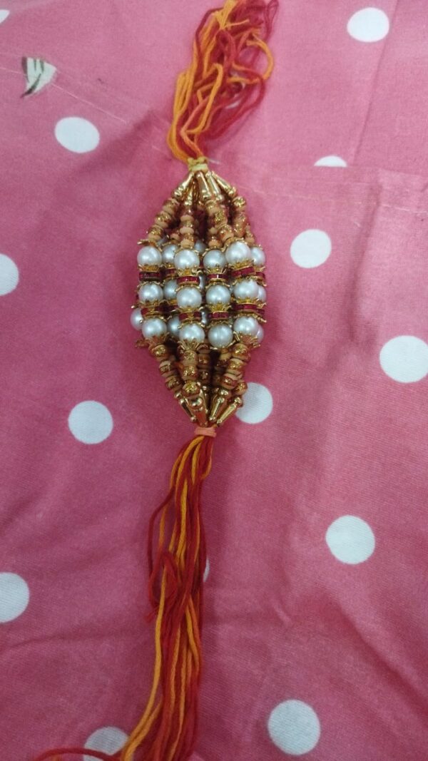 White And Golden Stone Fancy Rakhi Pack Of 12