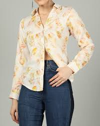 Shein White Color Printed Women Shirt Size Xl