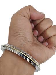 Steel Brass Plated Punjabi Style Sikh Gents Heavy Kada Bangle For Men Size 2.4
