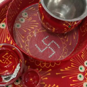 Red Color Karva Chauth Pooja Thali