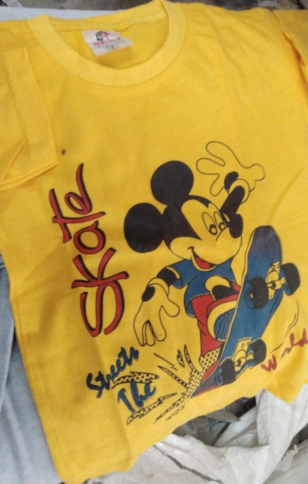 Yellow Color Printed T Shirt For Kids Boys Size 1 Year