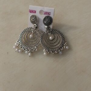 Silver Plated Round Shape Earrings For Women