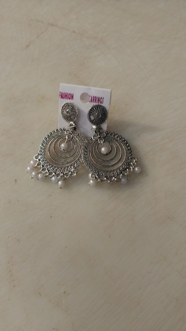 Silver Plated Round Shape Earrings For Women