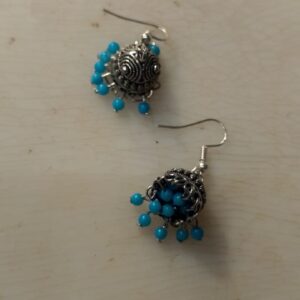 Silver Plated Blue Earrings For Women