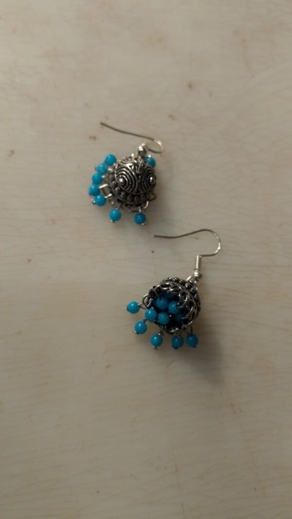 Silver Plated Blue Earrings For Women