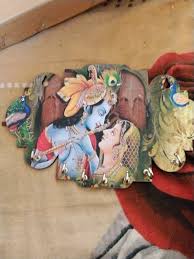 Shri Krishna Radha Printed Wooden Key Holder 1Pc