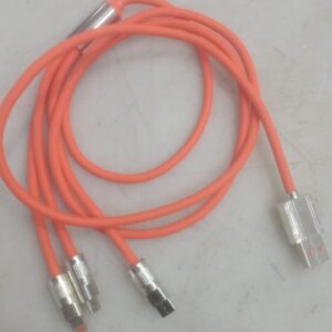 3 In 1 Multi Charger Cable Ultra Soft Silicon Metal 120W Fast Charging