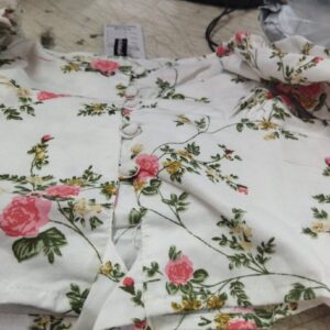 White Color Flower Printed Women Top Size M