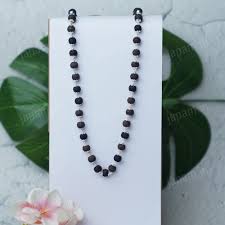 Japp 54 Beads Silver Plated Eternal Karungali Mala Natural Ebony Wood