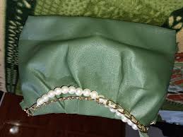Olive Green Color Pearl Handle Sling Bag For Girls