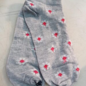 Grey Printed Ankle Socks For Women 1 Pair