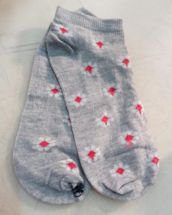 Grey Printed Ankle Socks For Women 1 Pair