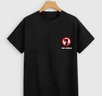 Printed Men Round Neck T Shirt Black Size 42