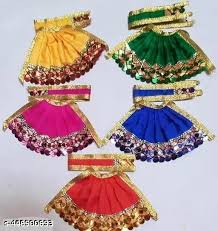 Size 2 Plain Multicolor Durga Mata 5 Designer Dress Set Pack Of 6 Dress Durga Mata
