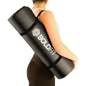 Boldfit Yoga Mats For Women And Men Nbr Material With Carrying Strap Black