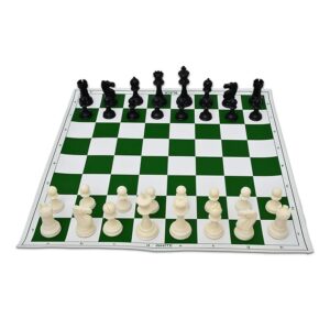 Foldable Vinyl Chess And With Solid Plastic Pieces And Carry Bag 43Cm