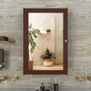 Structured Wooden Bathroom Cabinet With 3 Spacious Shelves Solid Brown