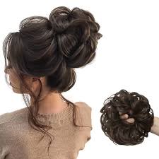 Women Curly Hair Bride Juda Rubber Bun Free Size For Wedding Party Brown