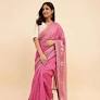 Fabindia Pink Cotton Silk Blend Maheshwari Sari