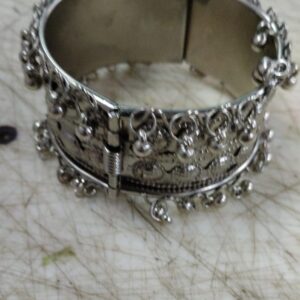 Traditional Designer Afghani Boho Style Party Wear Free Size German Silver Ghungroo Bracelet