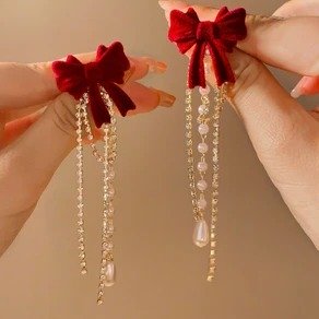 Artificial Stones Studded and Beaded Tasselled Contemporary Drop Earrings