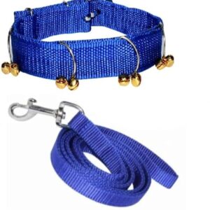 Dog Belt Combo Ghungroo Dog Collar and Leash For Small Breeds Blue Color