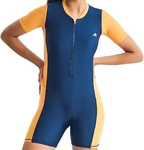 Boldfit One Piece Swimming Costume For Girls Blue Orange Colour Size S