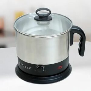 Solara Electric Kettle Multipurpose 1.5 Litre 600 Watts Stainless Steel Body Glass Lid