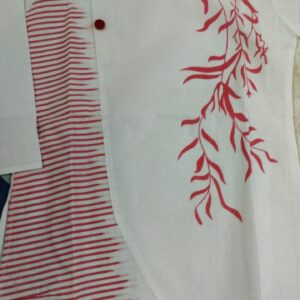 Boys Panjabi White Kurta Color Red And White Size 24