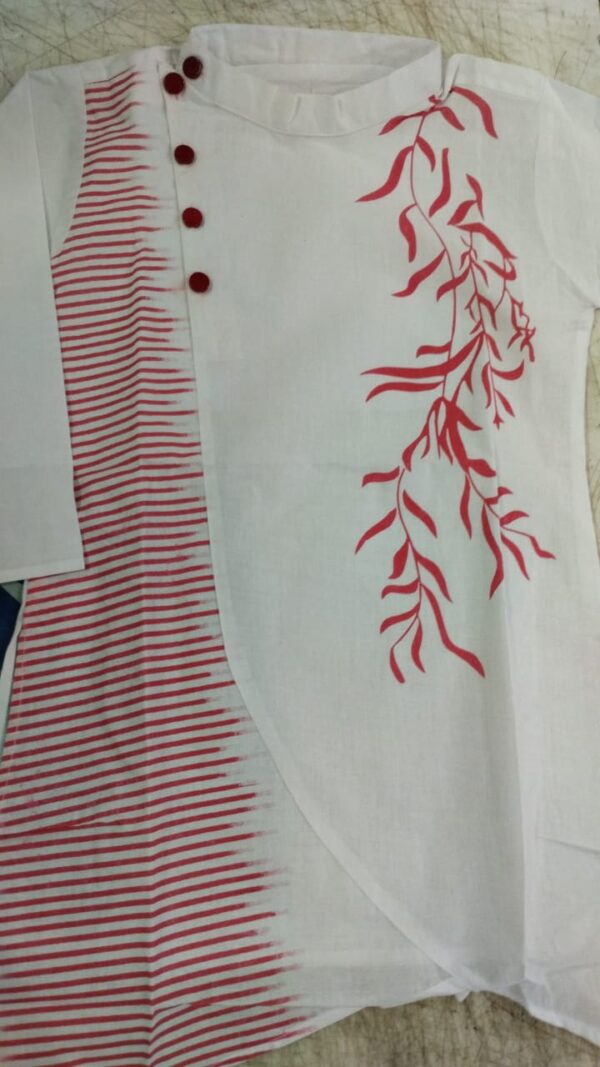 Boys Panjabi White Kurta Color Red And White Size 24
