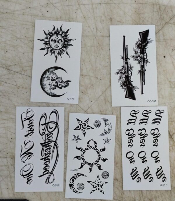 Set Of 5 Temporary Tattoo Sheets
