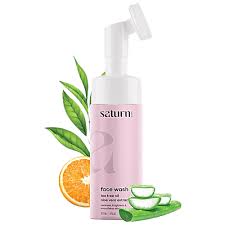 Saturn Foaming Face Wash With Tea Tree Oil Aloe Vera Extract Exfoliating Brush 120 Ml