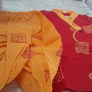 Boys Fancy Printed Dhoti Kurta Set Size 20 Red Yellow