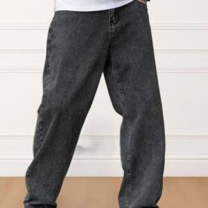 Mens Loose Fit Mid Rise Jeans Grey Size 32