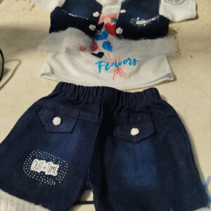 Baby Girls Dress Top Skirt And Jacket Blue And White Colour Size 0 To 3 Month
