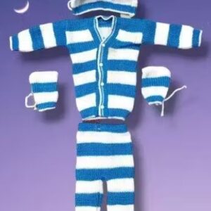 Skyblue And White Winter Clothing Set 4 Piece Pajama Shirt Cap Shocks For Cute Baby Size 0 To 3 Months